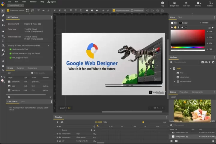 Google Web Designer web design tool